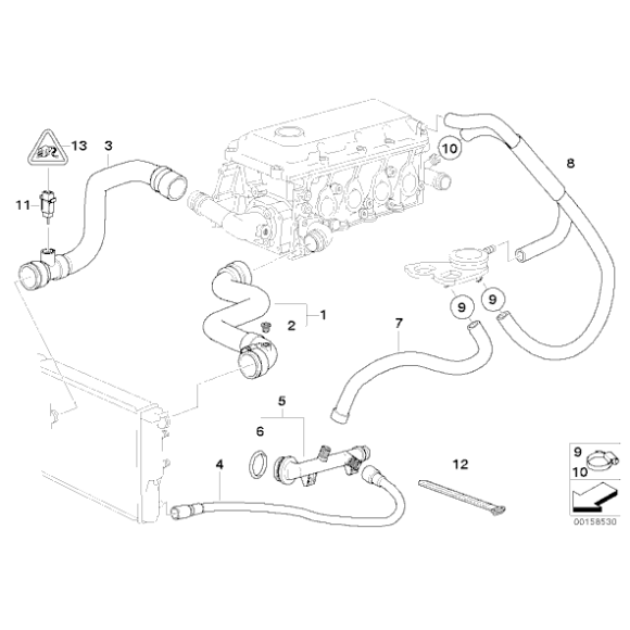 Przewód układu chłodzenia BMW E46 316i 318i M43 - 11531436409