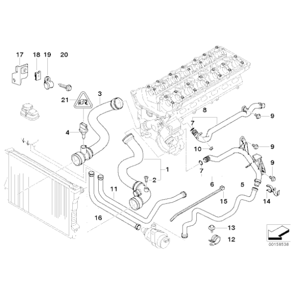 Wąż chłodnicy BMW E38 E39 728i 520i 523i 525i 528i 530i M54 M52 - 11531705224