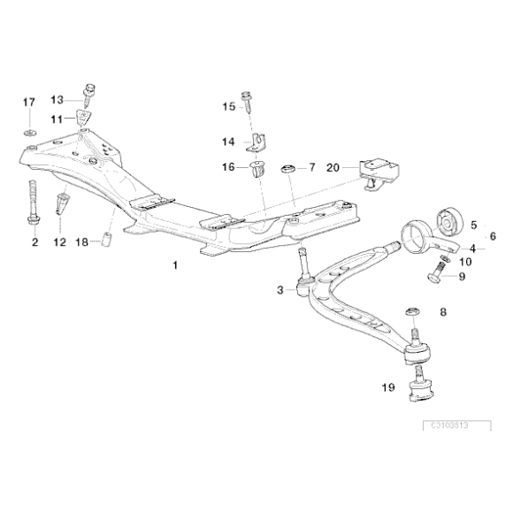 Śruba z kołnierzem zawieszenia przód BMW E36 316 318 320 323 325 328 M3 - 31101141214