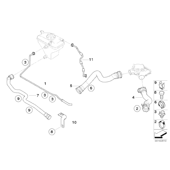 Uchwyt przewodu wody BMW E30 E32 E34 E46 E60 E61 E63 E70 E71 E84 E87 E90 E91 G11 G30 G32 - 11531714433
