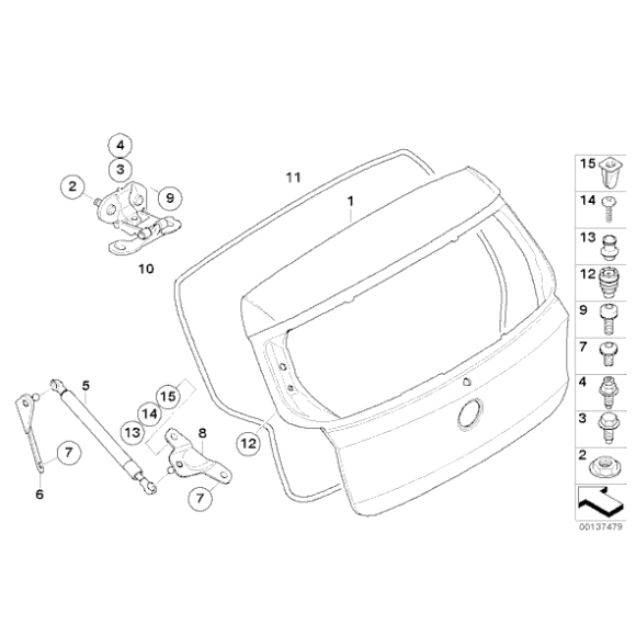 Siłownik pneumatyczny pokrywy bagażnika BMW E87 E87N E81 116 118 120 123 130 - 51247060622