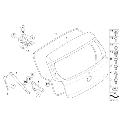 Siłownik pneumatyczny pokrywy bagażnika BMW E87 E87N E81 116 118 120 123 130 - 51247060622