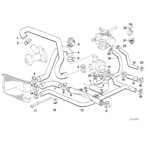 Przewód elastyczny układu chłodzenia wąż BMW E34 520i 525i M20 - 11531722214