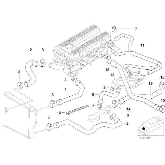 Przewód elastyczny układu chłodzenia BMW E36 318is Z3 318ti M44 - 11531743535