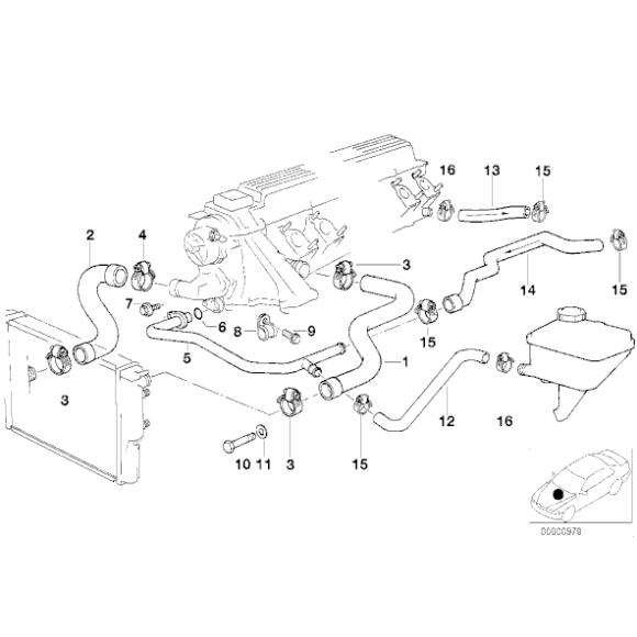 Przewód ukł. chłodzenia BMW E36 E39 E38 325td 325tds 725tds 525td 525tds M51- 11532246689