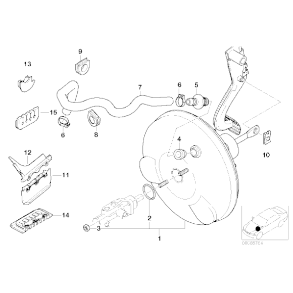 Zawór zwrotny wzmacniacza hamulca BMW E36 E46 E85 Z3 Z4 - 34331160183