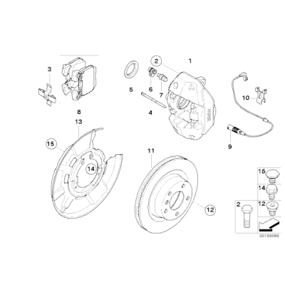 Czujnik klocków tył BMW E87 E81 E90 E91 E92 116 118 120 123 130 135 316 318 320 325 330 335 - 34356792564