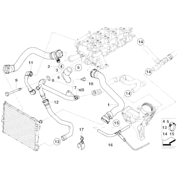 Przewód układu chłodzenia BMW E39 E46 520d 320d M47 - 11532247725