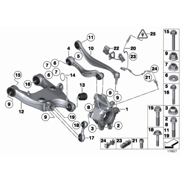 Wahacz dwuramienny tył prawy BMW F01 F02 F06 F10 F12 F13 - 33326865898