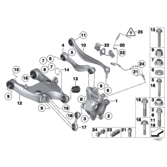 Wahacz dwuramienny tył prawy BMW F01 F02 F06 F10 F12 F13 - 33326865898