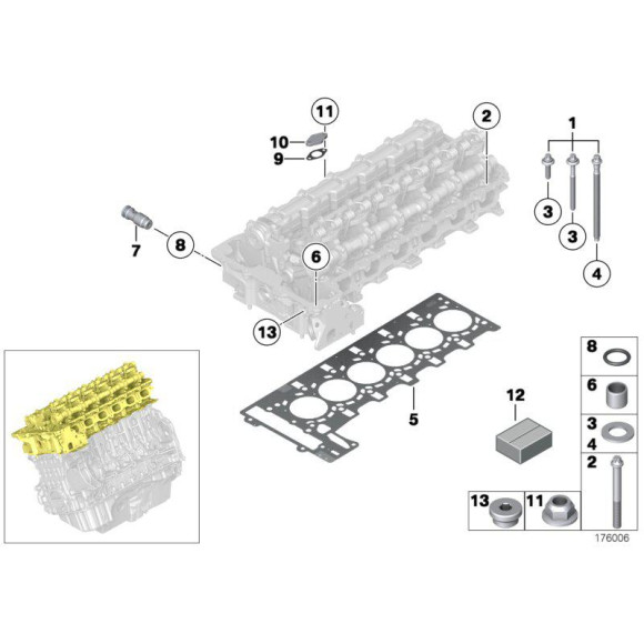 Uszczelki silnika zestaw BMW E60N E63 E65 E70 E81 E90 E91 F01 F10 F11 F25 - 11127571963