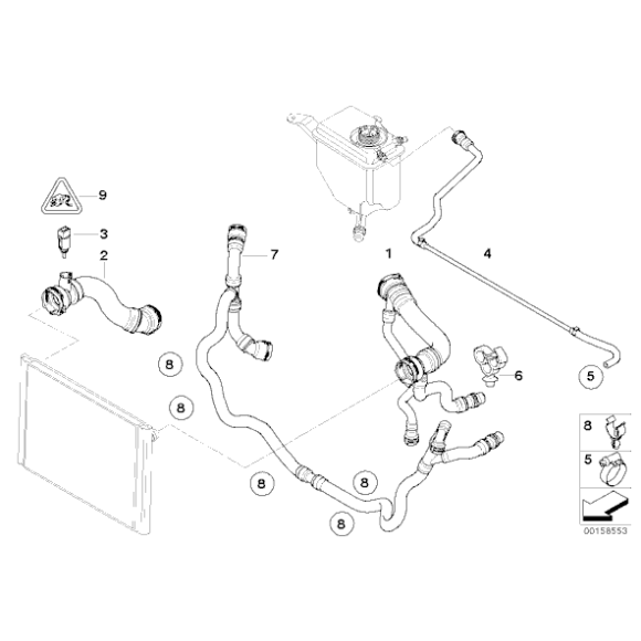 Przewód chłodnicy górny BMW E60 E61 E63 523i 525i 530i 630i N52 N52N - 17127546064