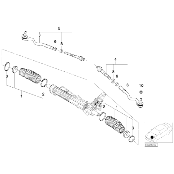 Drążek kierowniczy lewy BMW E46 325xi 330xi 330xd - 32106774318