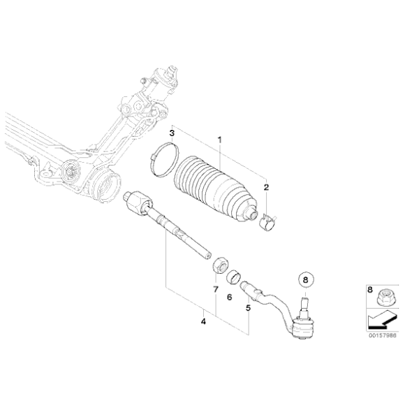 Końcówka drążka kierowniczego BMW E70 E70N E71 X5 X6 30d 30i 35d 35i 40i 40d 50i - 32106793497