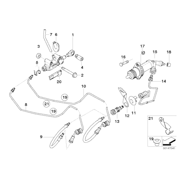 Zestaw naprawczy pompy sprzęgła BMW E36 E38 E39 E46 E53 X5 E60 E61 E63 E64 E81 E83 X3 E87 E90 E91 F10 F12 F20 F30 F31 F36 - 2152