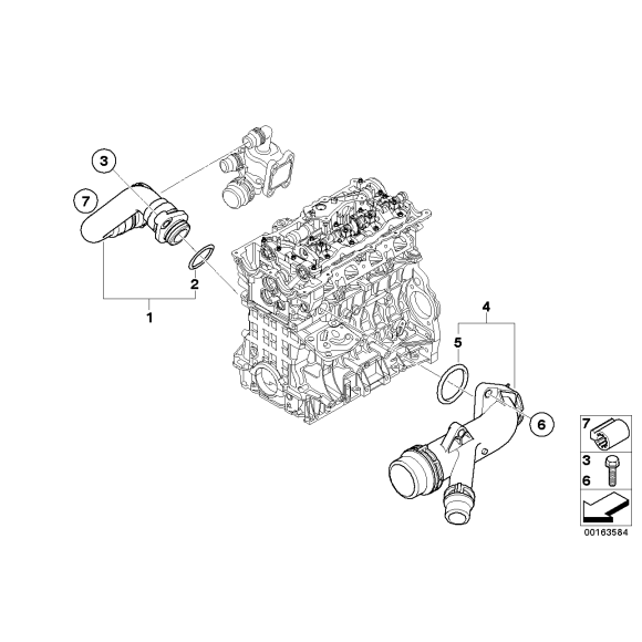 Króciec wodny BMW E90 E91 E92 E93 E87 E81 E83 E46 E60 E61 X1 316 318 520 116 118 120 320 N40 N42 N46 - 11537560130