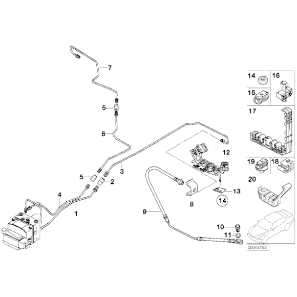 Przewód hamulcowy elastyczny tył lewy BMW E53 X5 3,0d 3,0i 4,4i 4,6is 4,8is - 34301165765