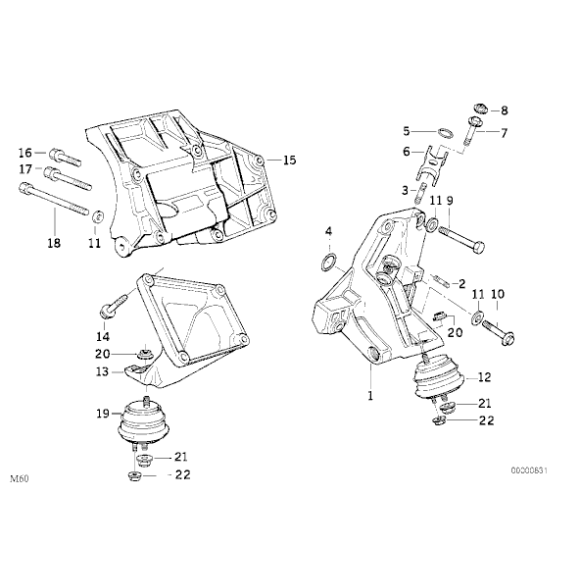 Poduszka silnika lewa BMW E31 E32 E34 840i 840Ci 530i 540i 730i 740i M60 - 11811094149