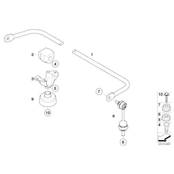 Guma stabilizatora tył BMW E60 E61 520d 525d 525i 530i 535d 545i 550i E63 630i - 33556766510