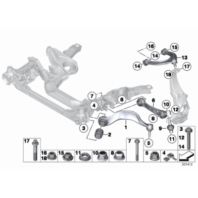 Wahacz przód lewy BMW F06 F10 F11 F12 F13 640dX 640iX 650iX 530dX 535dX 535iX 550iX M550dX - 31126777743