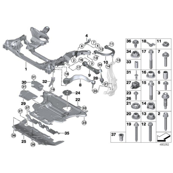 Przegub przedni sworzeń wahacza BMW F90 F91 F92 G11 G12 G30 G31 G32 - 31106852536