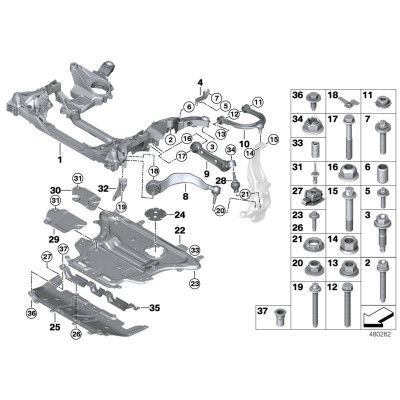 Przegub przedni sworzeń wahacza BMW F90 F91 F92 G11 G12 G30 G31 G32 - 31106852536