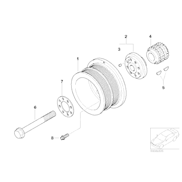 Koło pasowe wału BMW E53 X5 4,4i 4,8is E60 E61 540 545 550 E63 645 650 E65 735 745 750 - 11237568345