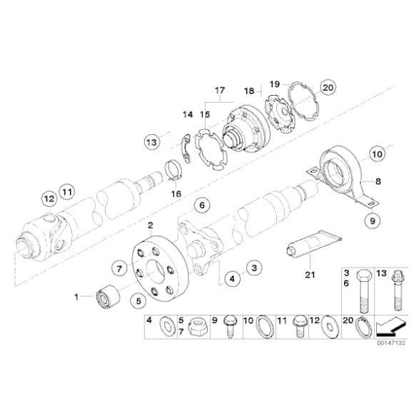 Podpora wału BMW E60 E61 LCI 525d 530d 545d 550i 535d 530xd E63 645 650 - 26127521856