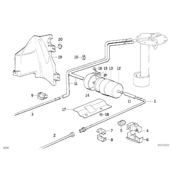 Uchwyt filtra paliwa BMW E32 E34 730i 735i 518i 520i 525i 530i 535i 540i M5 - 16121178632