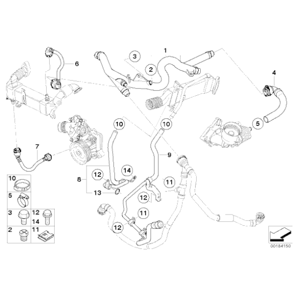 Przewód powrotny układu chłodzenia BMW E60 E61 E65 X5 X6 525d 530d 535d 730d 3,0d 3,5d - 11537806706