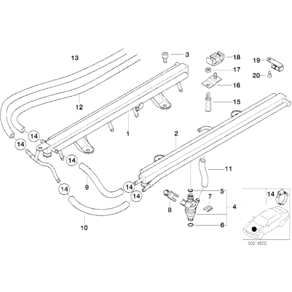 Zaczep uchwyt przewodu paliwowego BMW E24 E28 E30 E31 E32 E36 E38 E46 Z3 - 16121179398