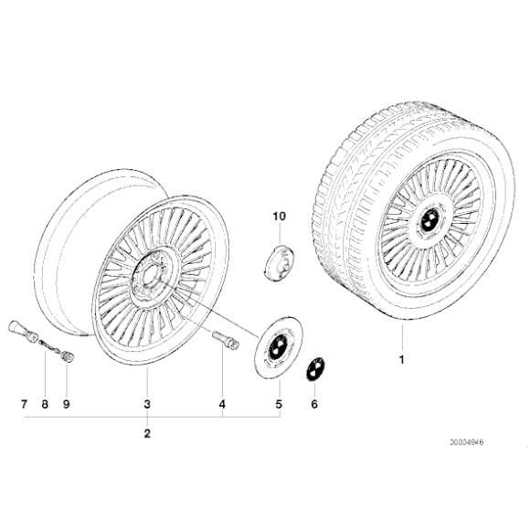 Klucz do kołpaka BMW E38 E39 725 728 730 735 740 750 520 523 525 528 530 535 540 - 36131181948