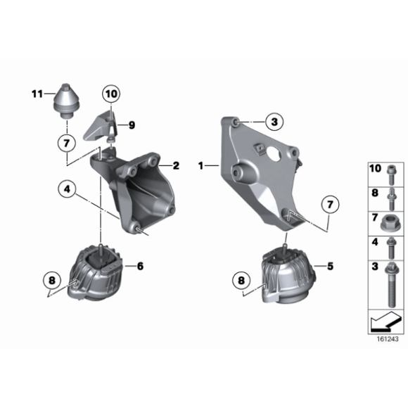 Poduszka silnika prawa BMW F20 F21 F30 F31 F32 118dX 120dX 220dX 318dX 328dX 320dX 420dX - 22116856406