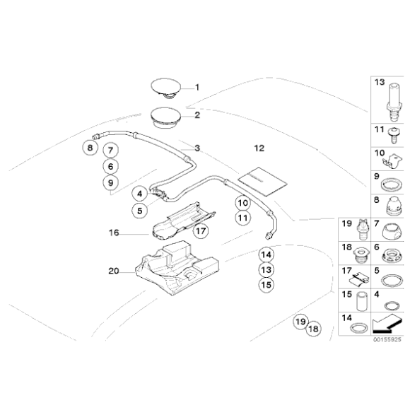 Zaślepka kol. ssącego BMW E21 E28 E30 E31 E32 E34 E36 E38 E39 E46 E53 E60 E70 E71 - 11611727176