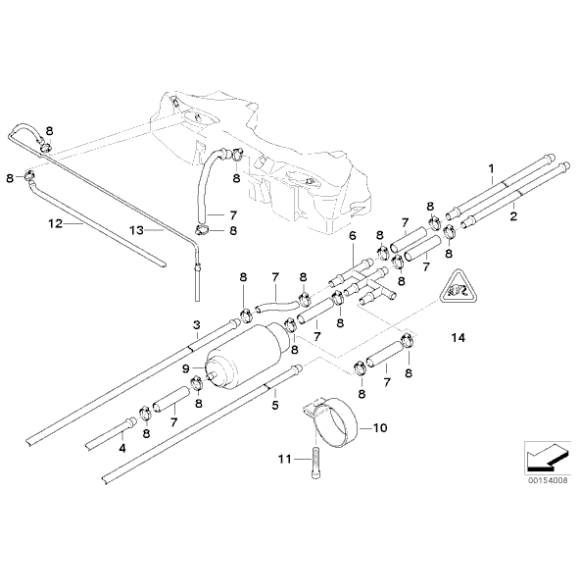 Przewód powrotny paliwa przedni BMW E39 525d 530d - 16121184777