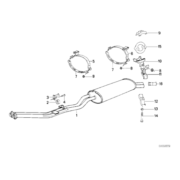 Tłumik tylny BMW E30 320i z katalizatorem - 18101705788