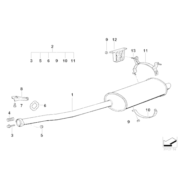 Tłumik tylny BMW E36 316i M40 M43 - 18101737652