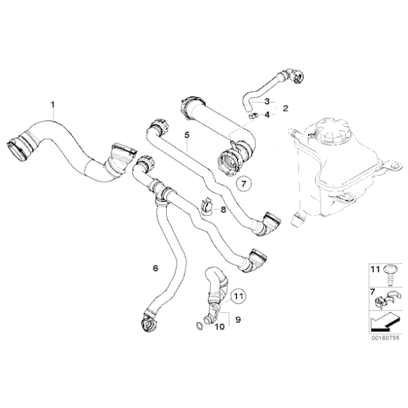 Przewód chłodnicy BMW E84 E82 E90 E91 E93 E88 316d 318d 320d 118d 120d 123d 16d 18d 20d 23d N47 N47N - 17127797258