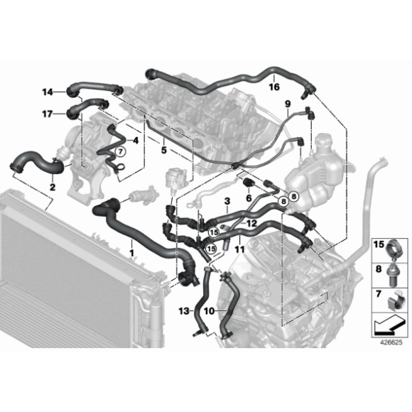 17127617365 Wąż pompy płynu chłodzącego BMW F45 F46 F48 X1 MINI F55 F56 F57 F60 - 17127617365 - Części oryginalne BMW Łódź | Sklep internetowy BMW