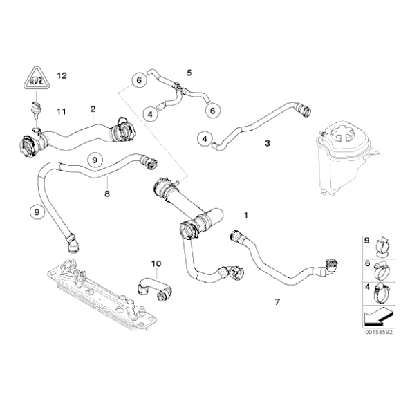 Przewód układu chłodzenia BMW E70 X5 4,8i silniki N62N - 17127536231