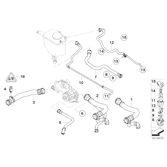 Przewód wąż chłodnicy BMW E60 E61 E63 E64 650i 550i 540i - 17127534918