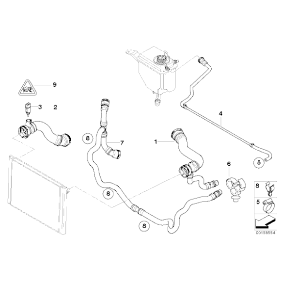 Przewód chłodnicy BMW E60 E61 E63 523i 525i 525xi 530i 530xi 630i - 17127521777