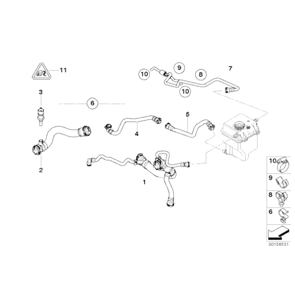 Przewód układu chłodzącego BMW E53 X5 4,4i 4,8is N62 - 17127509967