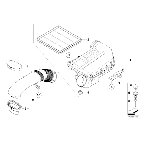 Filtr powietrza BMW F07 F10 F12 F01 X3 X5 X6 535i 640i 740i 40iX 35iX N55 - 13717571355