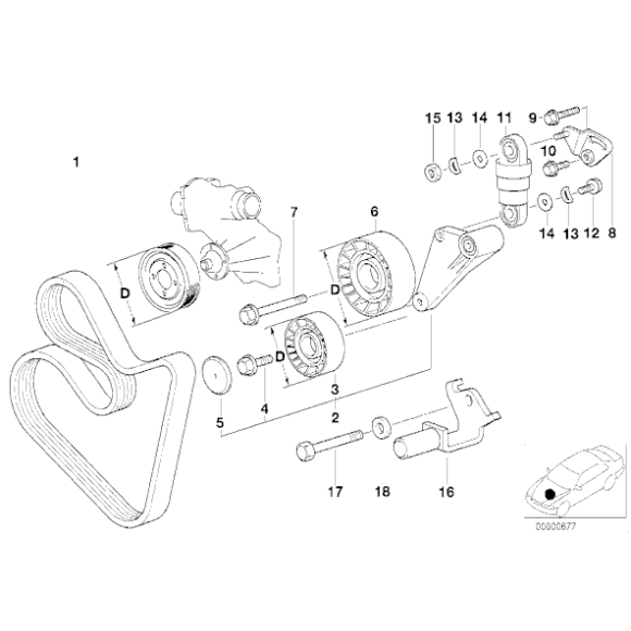 Pasek micro BMW E31 E32 E34 E38 540 740 730 530 M60 V8 - 11281742012