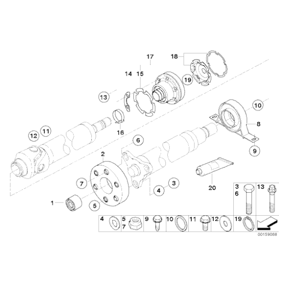 Podpora wału napędowego BMW E65 E66 730d 735i 740d 740i 745d 745i 750i 760i - 26127513218