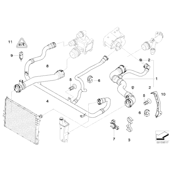 Przewód chłodnicy BMW E46 316i 318i 316ti 318ti N42 N46 - 17127516416
