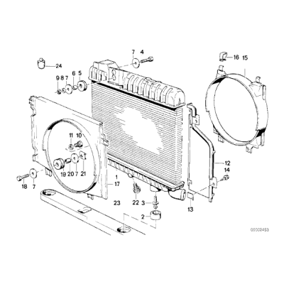 Chłodnica wody BMW E30 320i 323i M20 prod do 09.1987r. - 17111709327