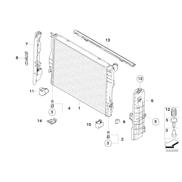 Chłodnica wody BMW E81 E87 116i 118i 120i E90 E91 E92 316i 318i 320i X1 18i - 17117553111