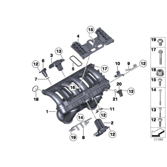 11617560538 Zespół Zawór regulacyjny ukł. dolotowego DISA BMW E60 E63 E70 E65 E81 E84 E87 E90 E91 F01 F10 F25 523 528 530 730 130 125 - 1161 - Części oryginalne BMW Łódź | Sklep internetowy BMW